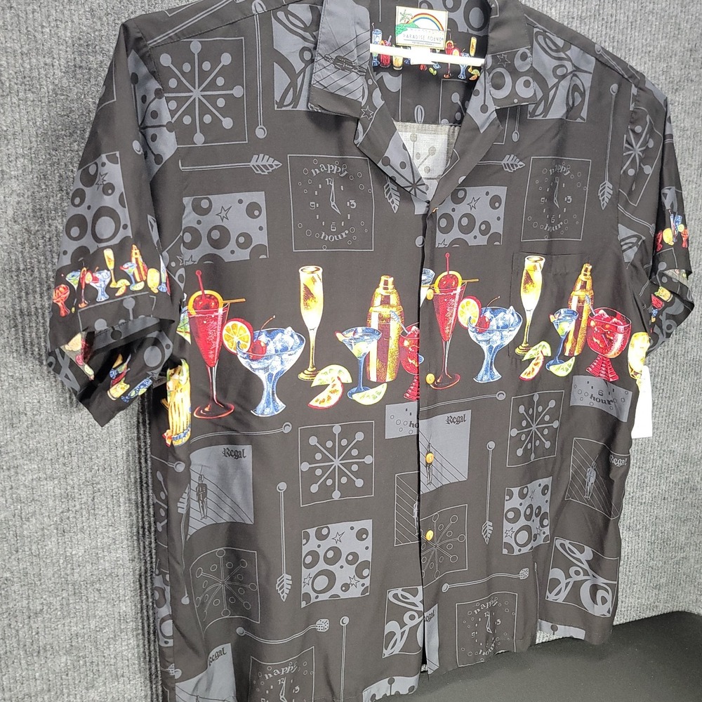 NWT Paradise Found Men 3XL Shirt Martini Lounge Cocktails Hawaii Rayon Vintage